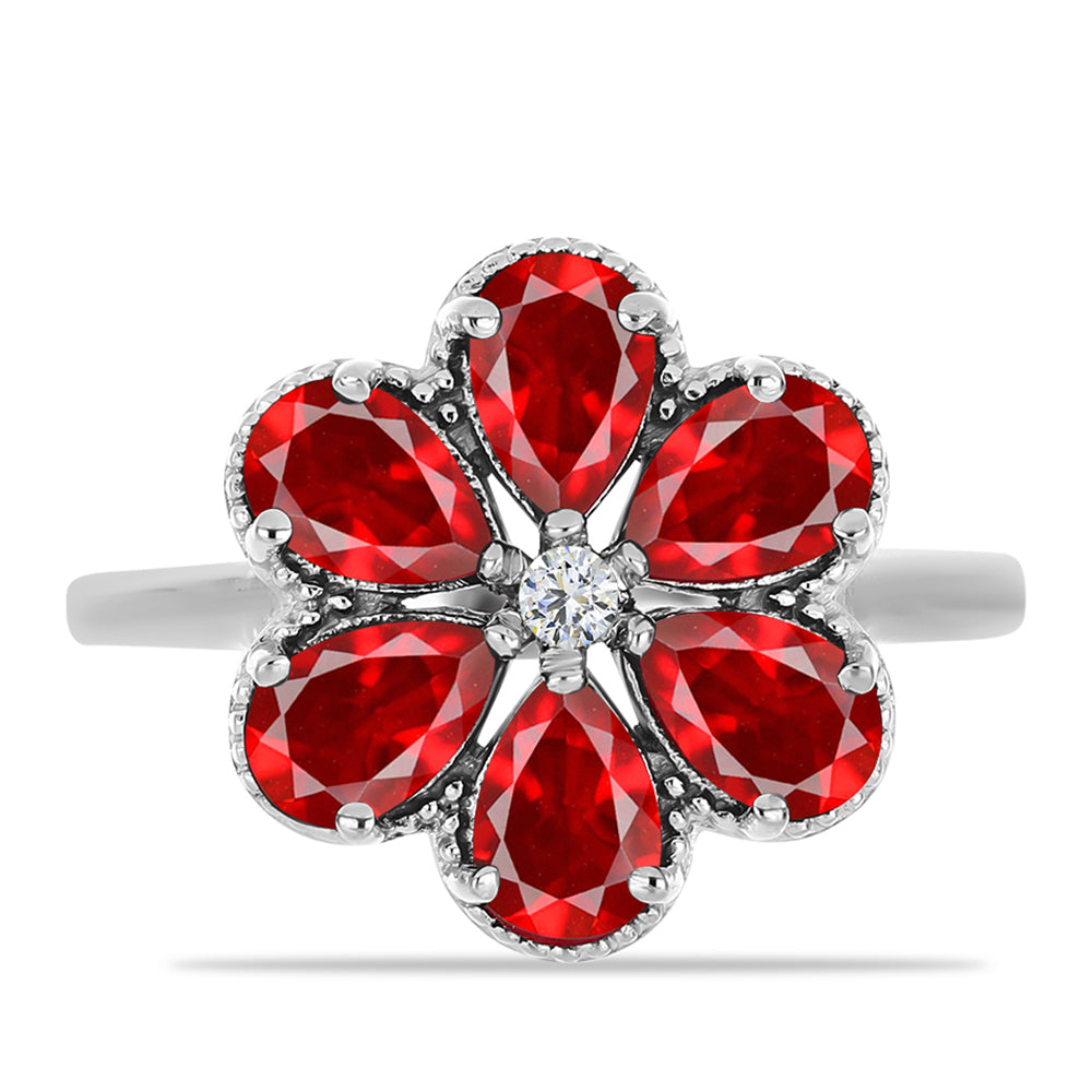 Anel de Prata com Ágata Vermelha e Topázio Branco  Contraste: Cabeca de Veado (800) 1 