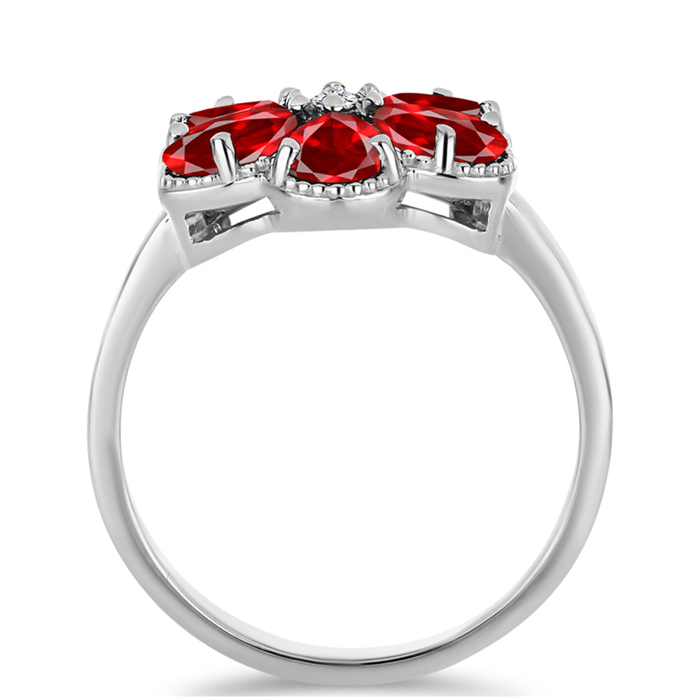 Anel de Prata com Ágata Vermelha e Topázio Branco  Contraste: Cabeca de Veado (800) 2 