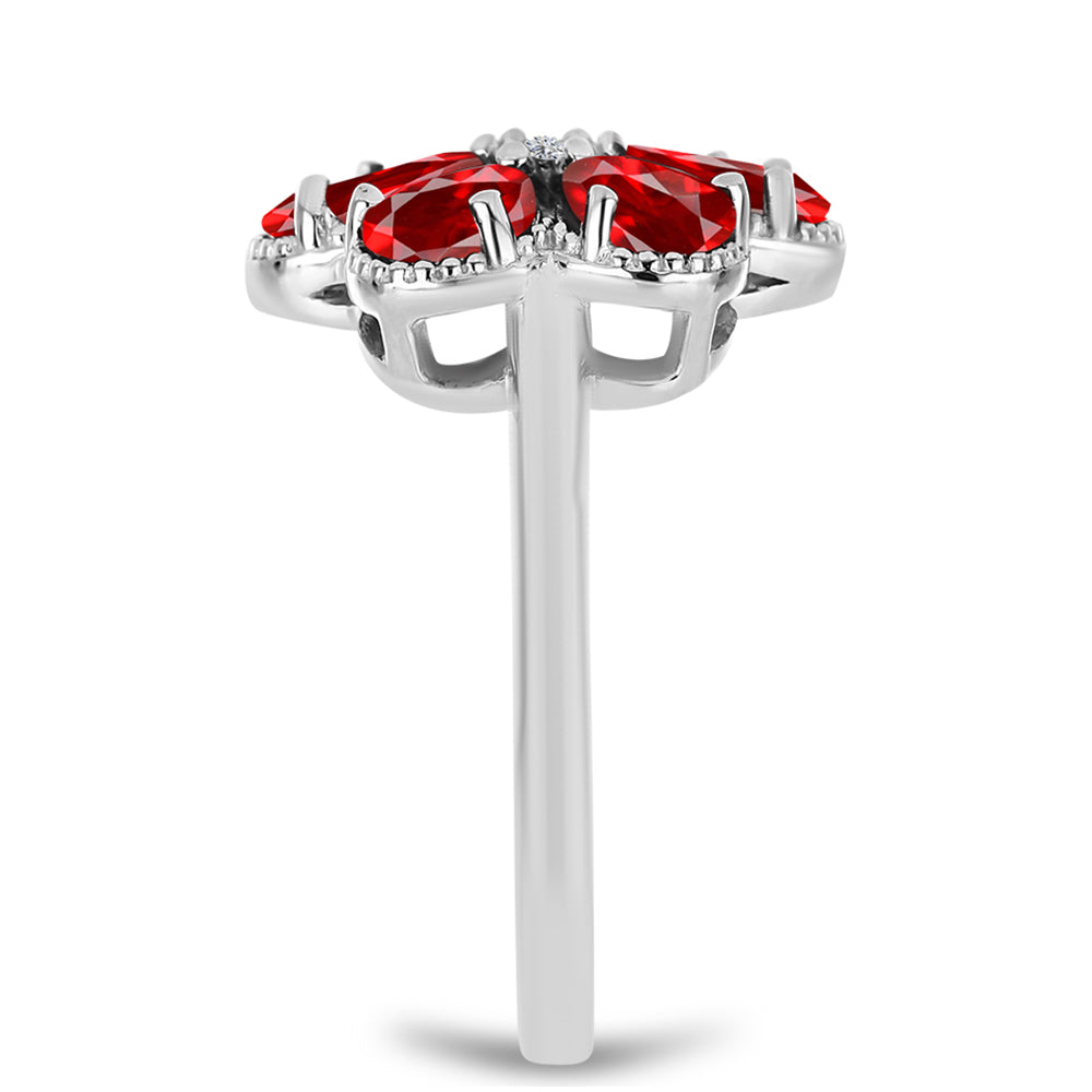 Anel de Prata com Ágata Vermelha e Topázio Branco  Contraste: Cabeca de Veado (800) 4 