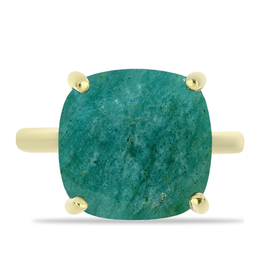 Anel de Prata com Banho de Ouro com Amazonita