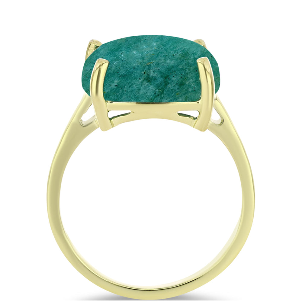 Anel de Prata com Banho de Ouro com Amazonita 2 