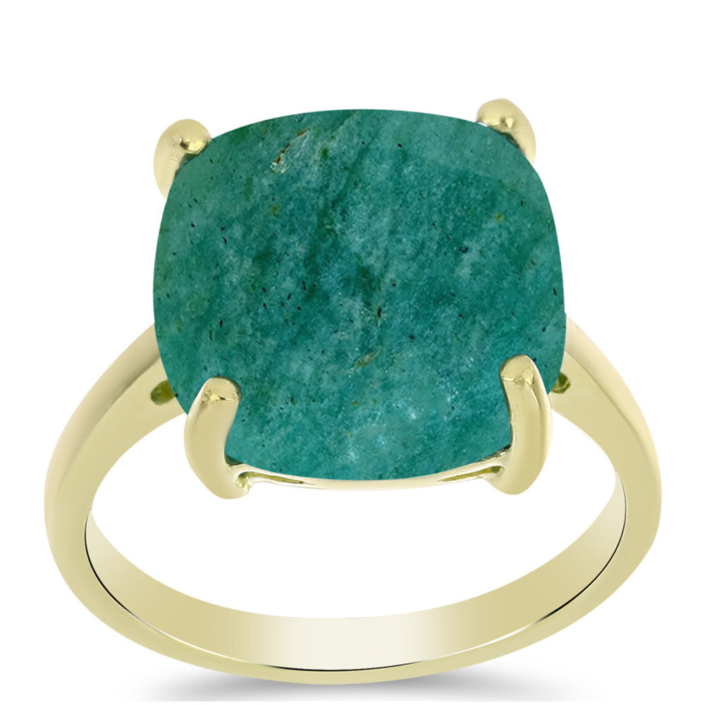 Anel de Prata com Banho de Ouro com Amazonita 3 