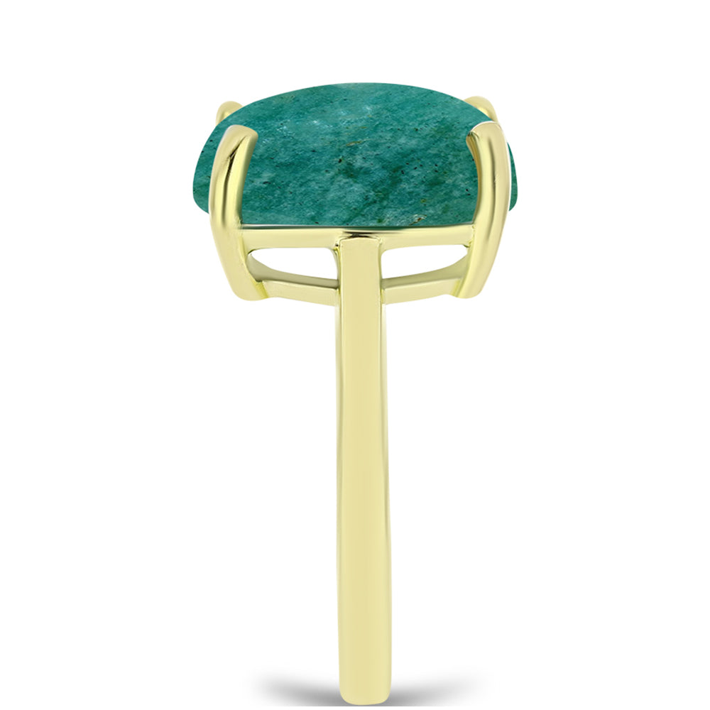 Anel de Prata com Banho de Ouro com Amazonita