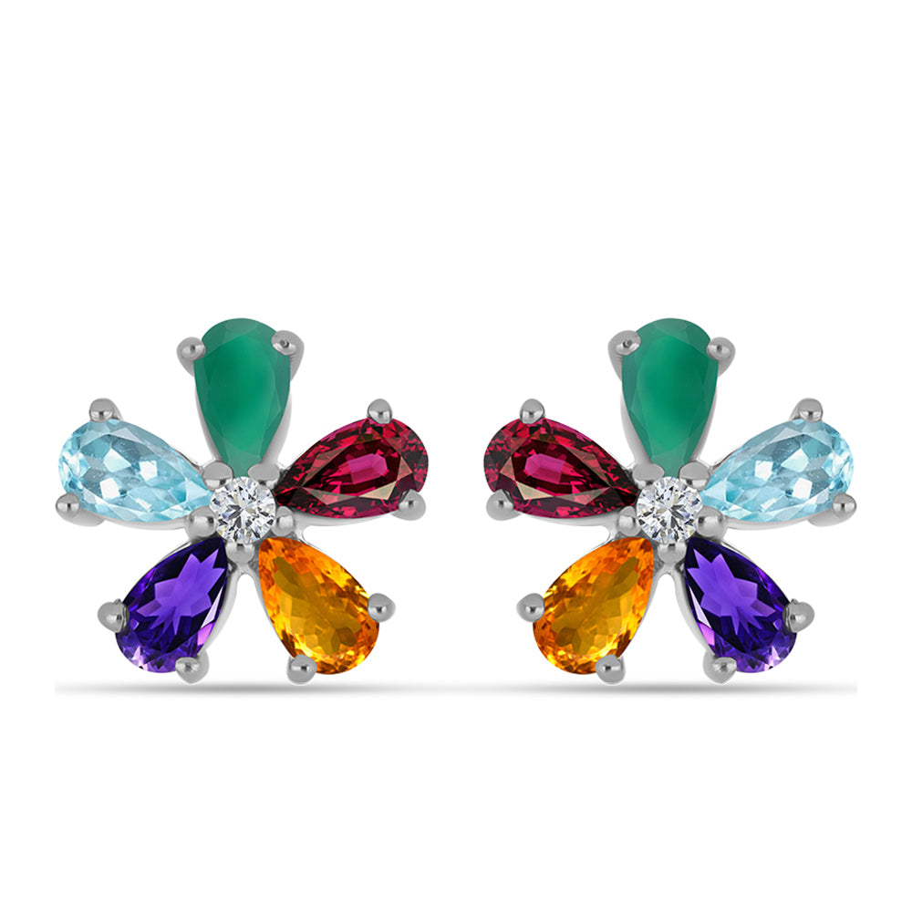 Brincos de Prata com Ametista de Marrocos e Ágata Verde 1 