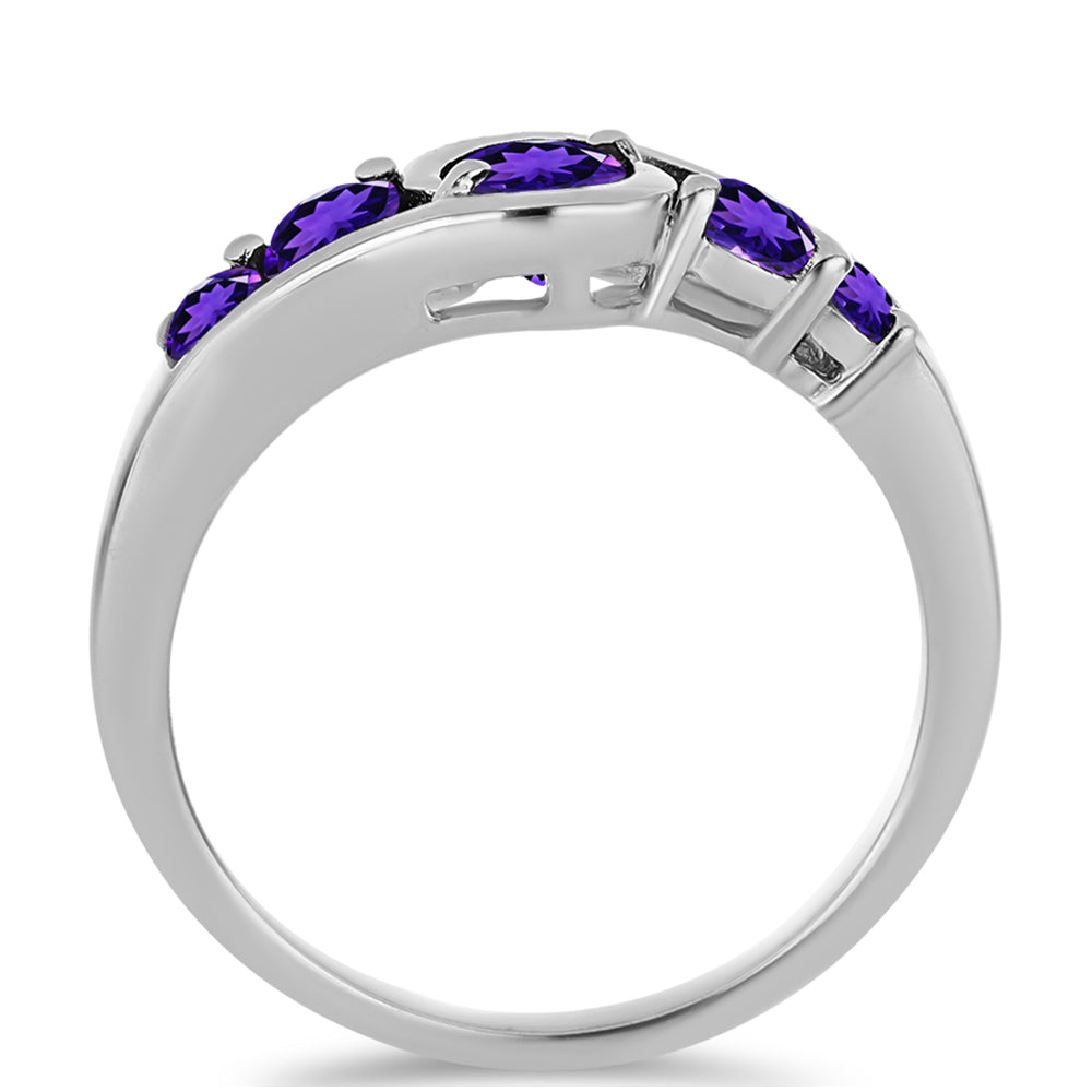 Anel de Prata com Ametista de Marrocos  Contraste: Cabeca de Veado (800)