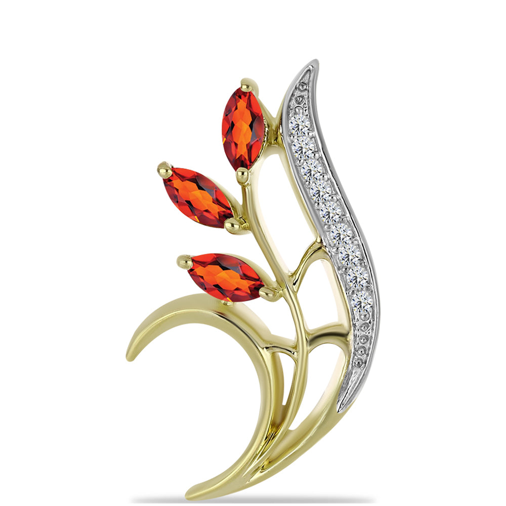 Alfinete de Prata com Banho de Ouro com Citrino Madeira e Topázio Branco  Contraste: Cabeca de Veado (800)