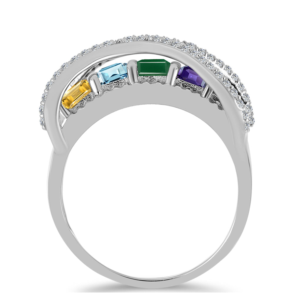 Anel de Prata com Ametista de Marrocos e Ágata Verde  Contraste: Cabeca de Veado (800) 2 