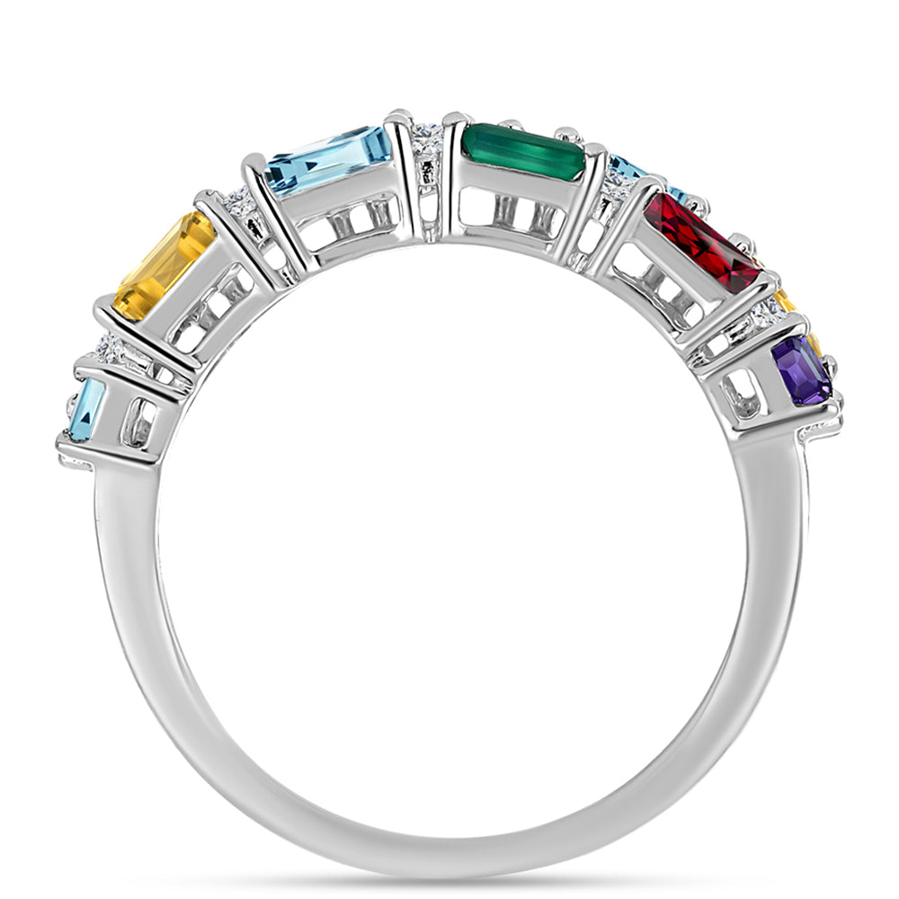 Anel de Prata com Ametista de Marrocos e Ágata Verde 3 