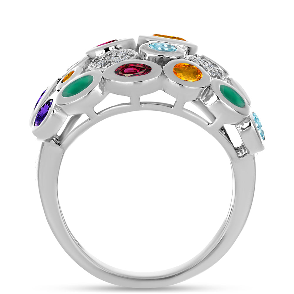 Anel de Prata com Ametista de Marrocos e Ágata Verde  Contraste: Cabeca de Veado (800) 2 