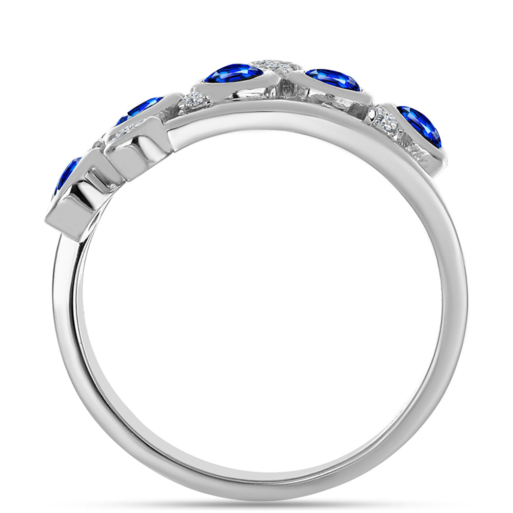 Anel de Prata com Safira Azul Australiana e Topázio Branco  Contraste: Cabeca de Veado (800)