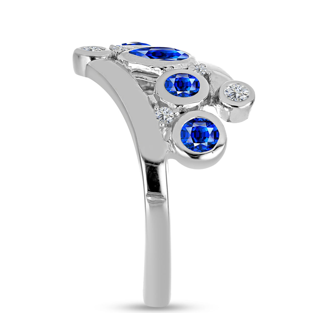 Anel de Prata com Safira Azul Australiana e Topázio Branco  Contraste: Cabeca de Veado (800) 4 