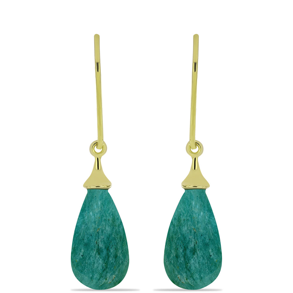 Brincos de Prata com Banho de Ouro com Amazonita 1 