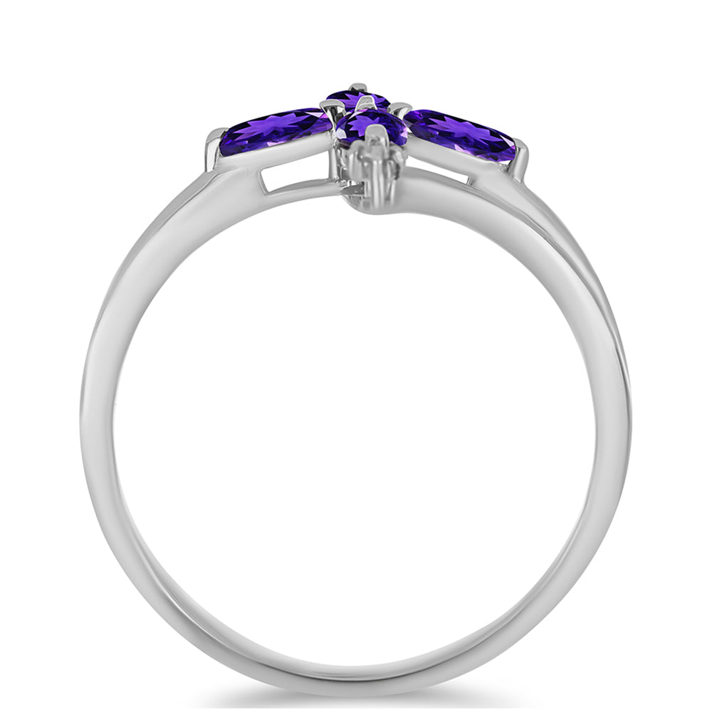 Anel de Prata com Ametista de Marrocos e Topázio Branco 2 