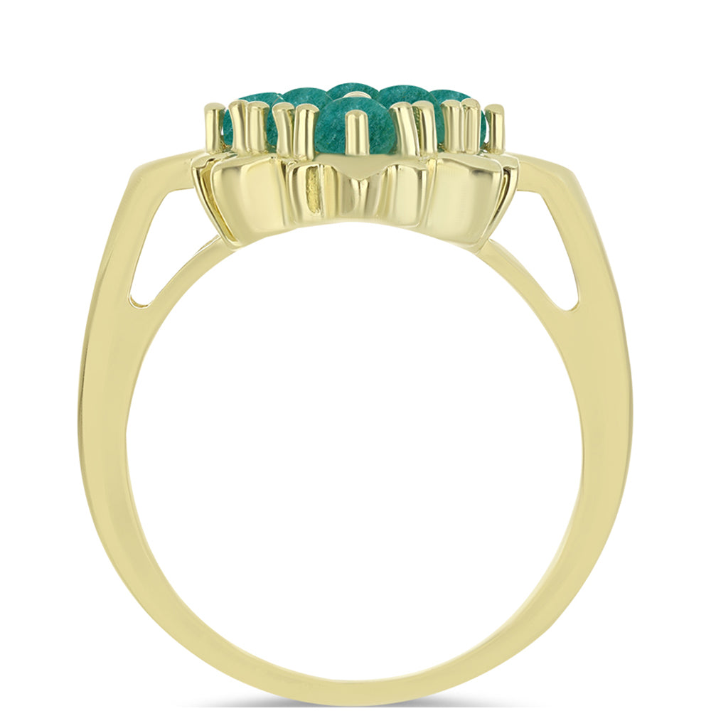 Anel de Prata com Banho de Ouro com Amazonita  Contraste: Cabeca de Veado (800)