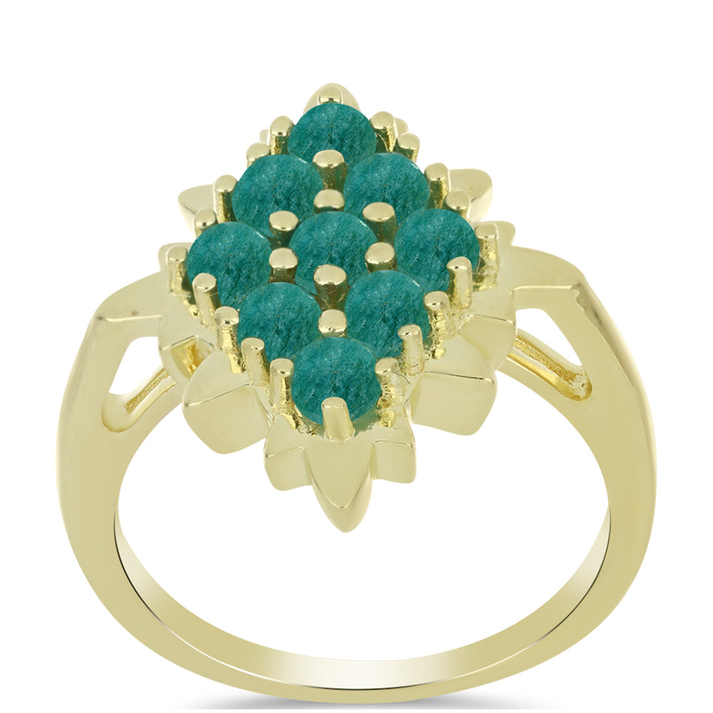 Anel de Prata com Banho de Ouro com Amazonita  Contraste: Cabeca de Veado (800) 3 