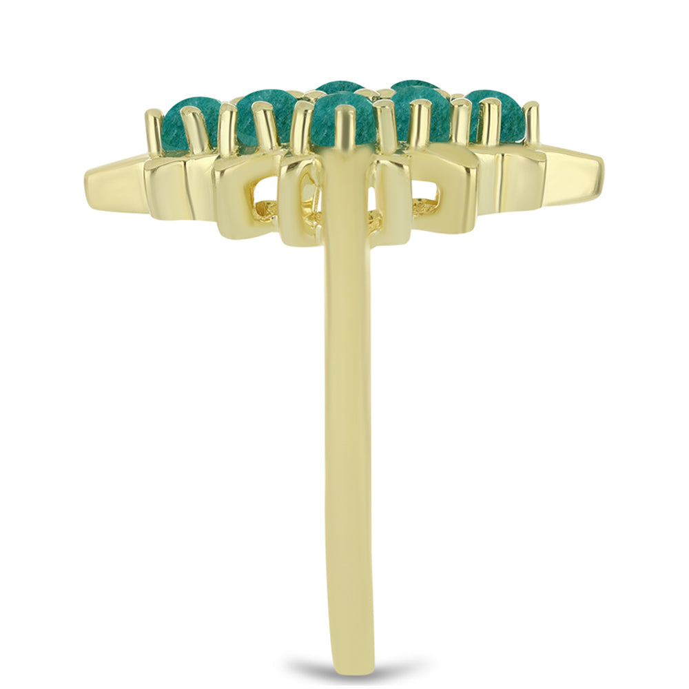 Anel de Prata com Banho de Ouro com Amazonita  Contraste: Cabeca de Veado (800) 4 