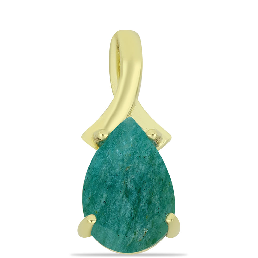 Pendente de Prata com Banho de Ouro com Amazonita