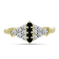 Anel de Prata com Banho de Ouro com Espinela Preta e Topázio Branco