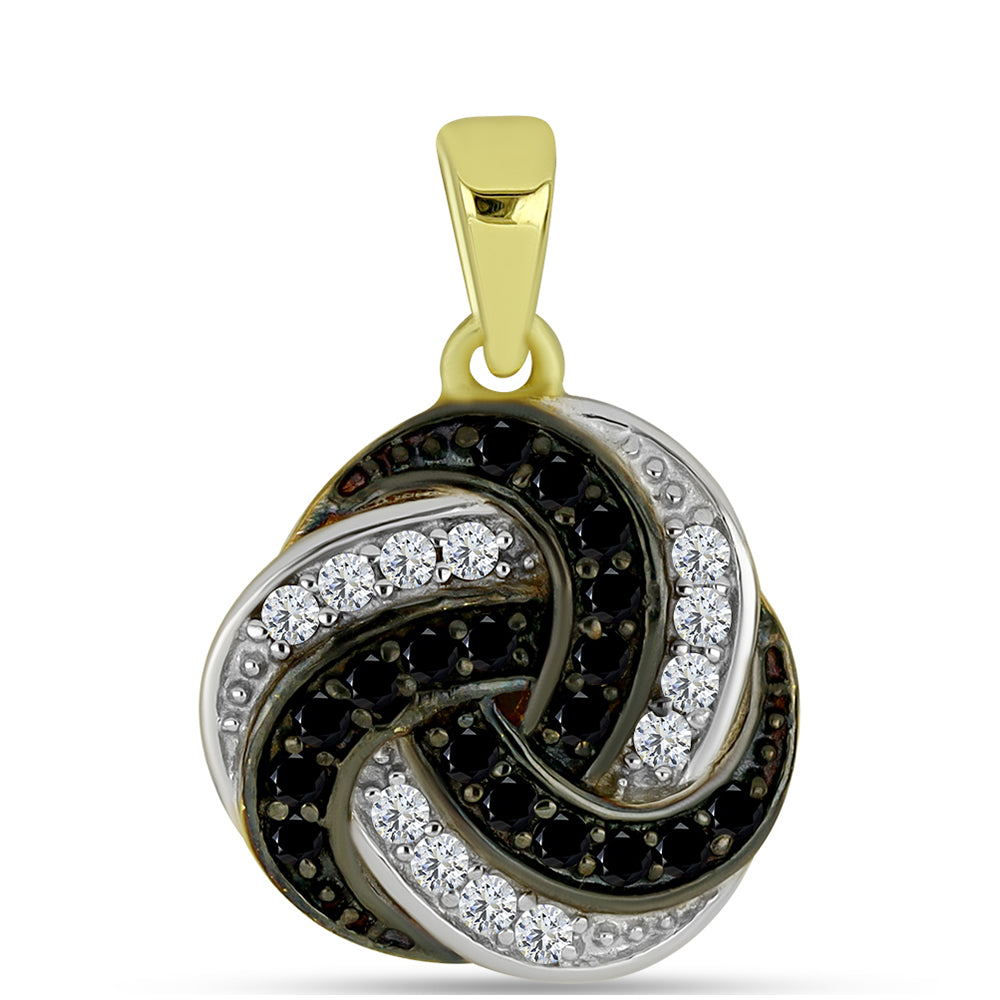 Pendente de Prata com Banho de Ouro com Espinela Preta e Topázio Branco 1 