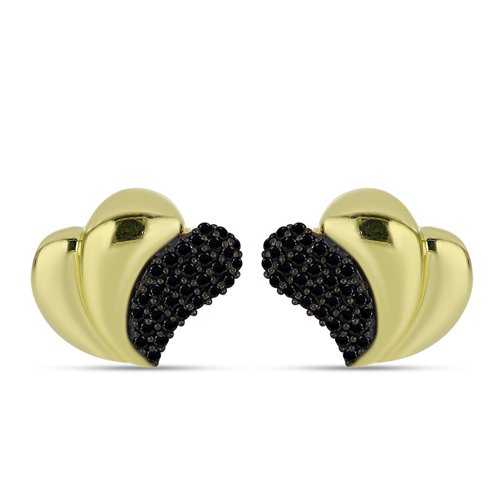 Brincos de Prata com Banho de Ouro com Espinela Preta