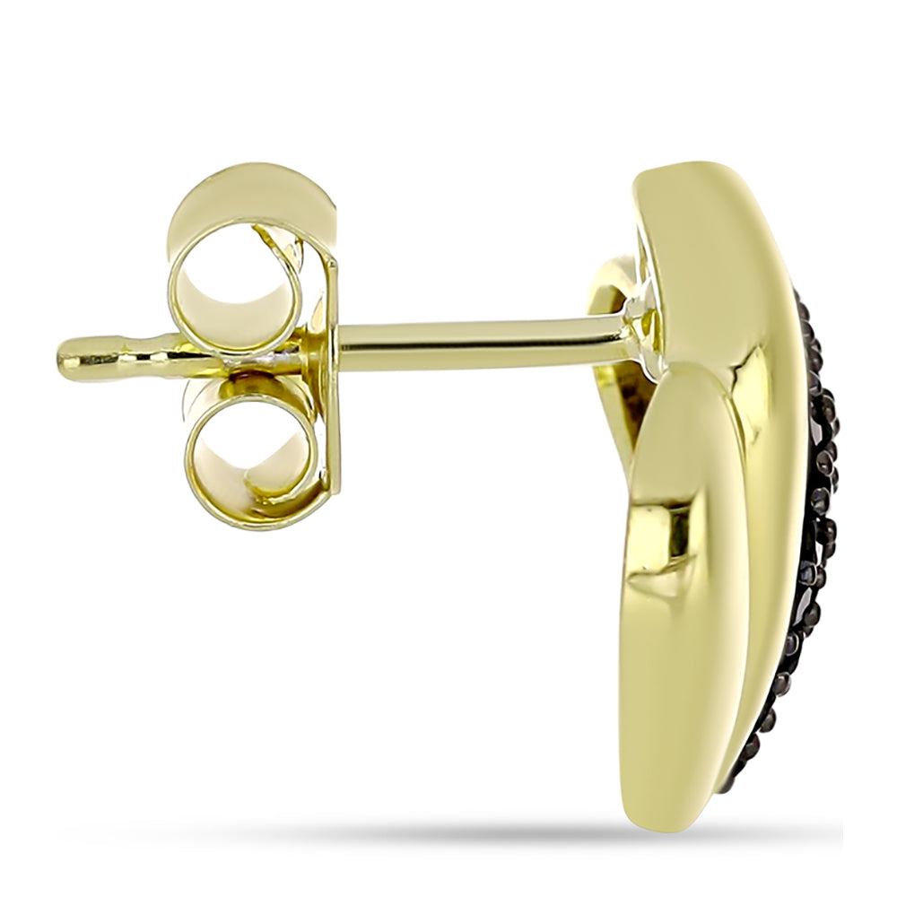 Brincos de Prata com Banho de Ouro com Espinela Preta 2 