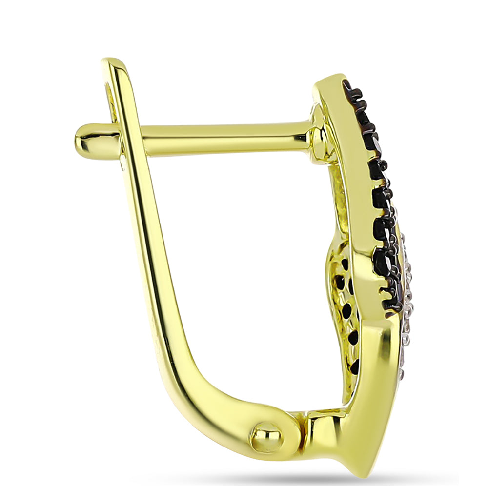 Brincos de Prata com Banho de Ouro com Espinela Preta e Topázio Branco