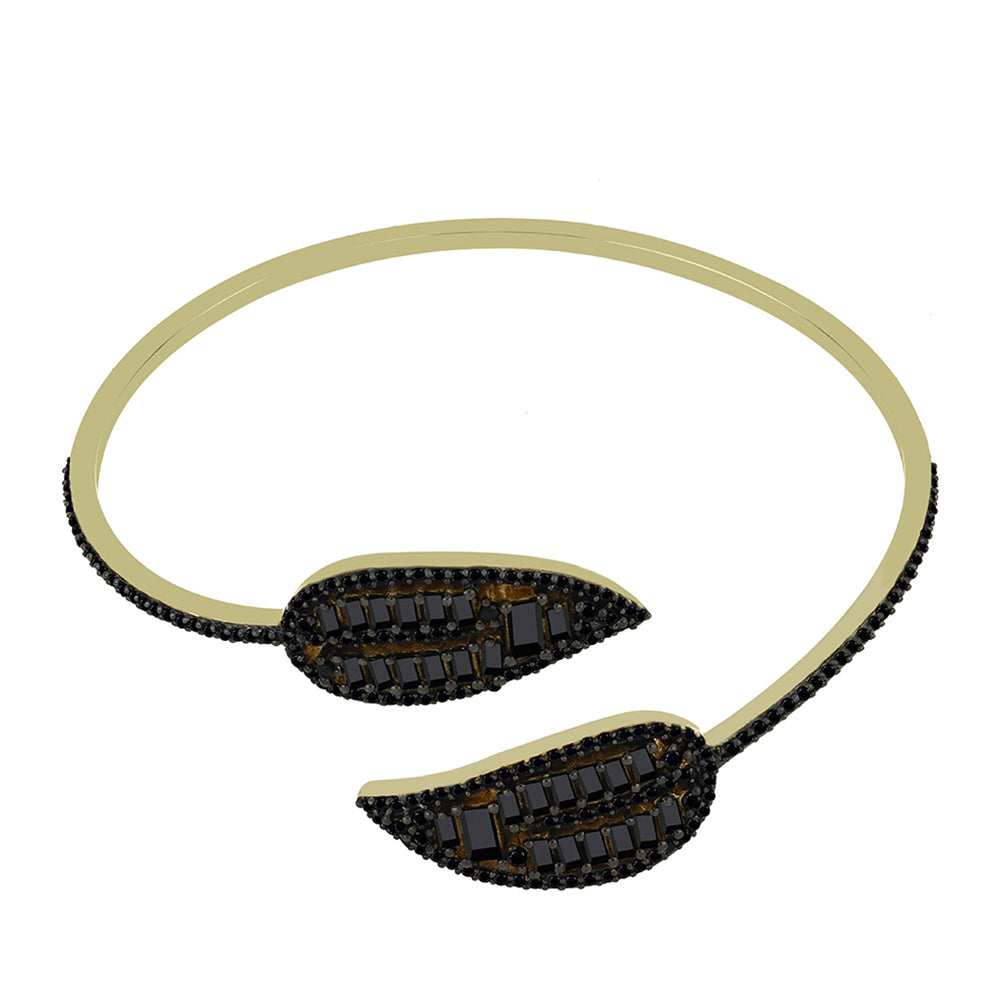 Pulseira de Prata com Banho de Ouro com Espinela Preta  Contraste: Cabeca de Veado (800) 1 