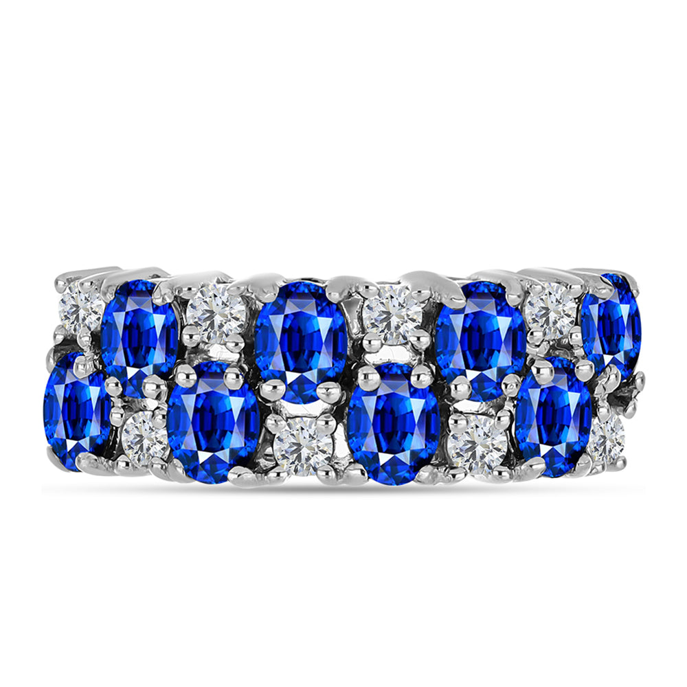 Anel de Prata com Safira Azul Australiana e Topázio Branco