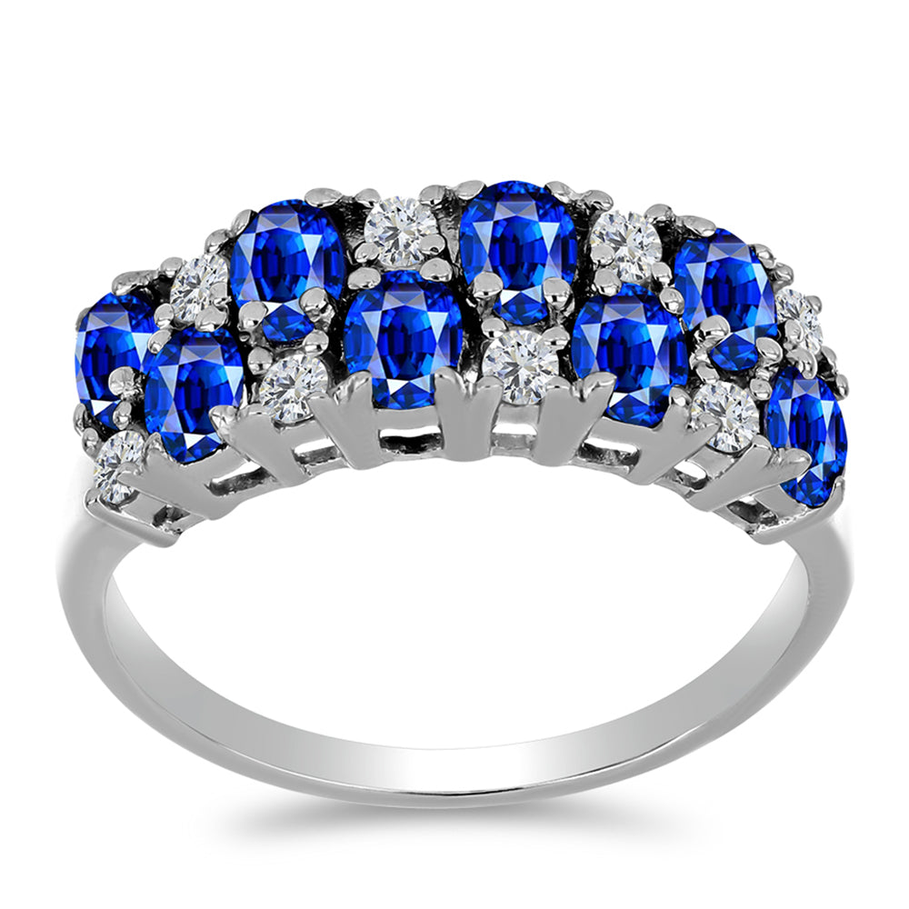 Anel de Prata com Safira Azul Australiana e Topázio Branco