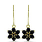 Brincos de Prata com Banho de Ouro com Espinela Preta e Topázio Branco