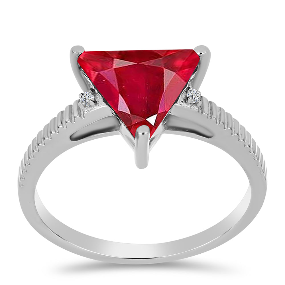 Anel de Prata com Ágata Vermelha e Topázio Branco