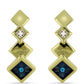 Brincos de Prata com Banho de Ouro com Diamante Azul e Topázio Branco