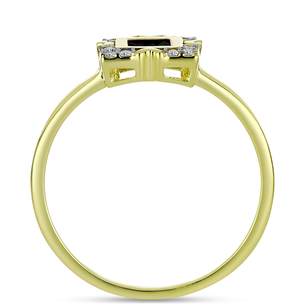 Anel de Prata com Banho de Ouro com Diamante Azul e Topázio Branco 2 