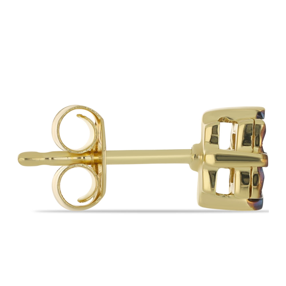 Brincos de Prata com Banho de Ouro com Diamante Azul