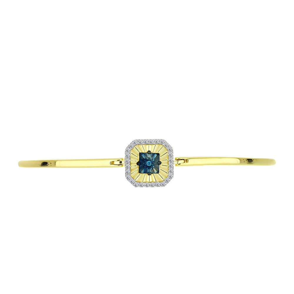 Pulseira de Prata com Banho de Ouro com Diamante Azul e Topázio Branco  Contraste: Cabeca de Veado (800)