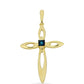 Cruz Pendente de Prata com Banho de Ouro com Diamante Azul