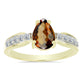 Anel de Prata com Banho de Ouro com Quartzo Cognac e Topázio Branco