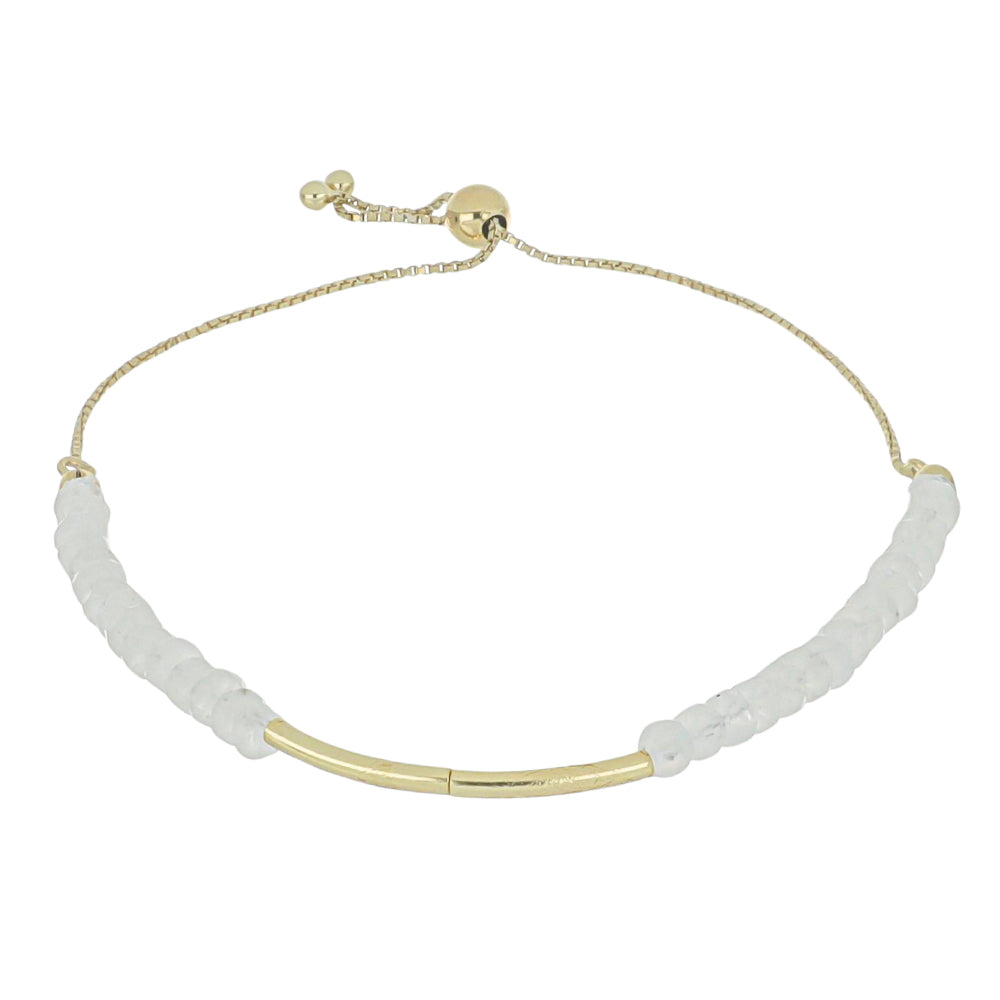 Pulseira de Prata com Banho de Ouro com Pedra da Lua Arco-íris