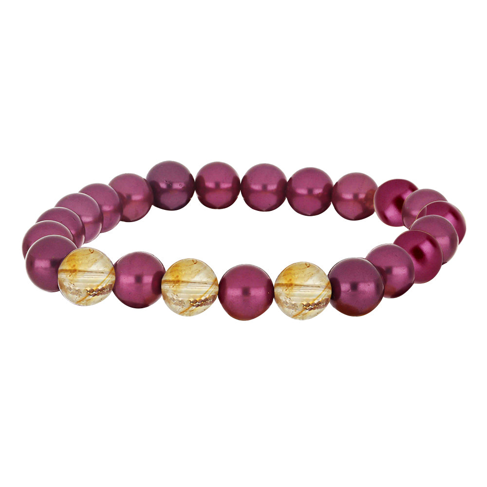 Conjunto com Pérola de Água Doce Roxo e Citrino de Ural ( Pulseira ) 3 