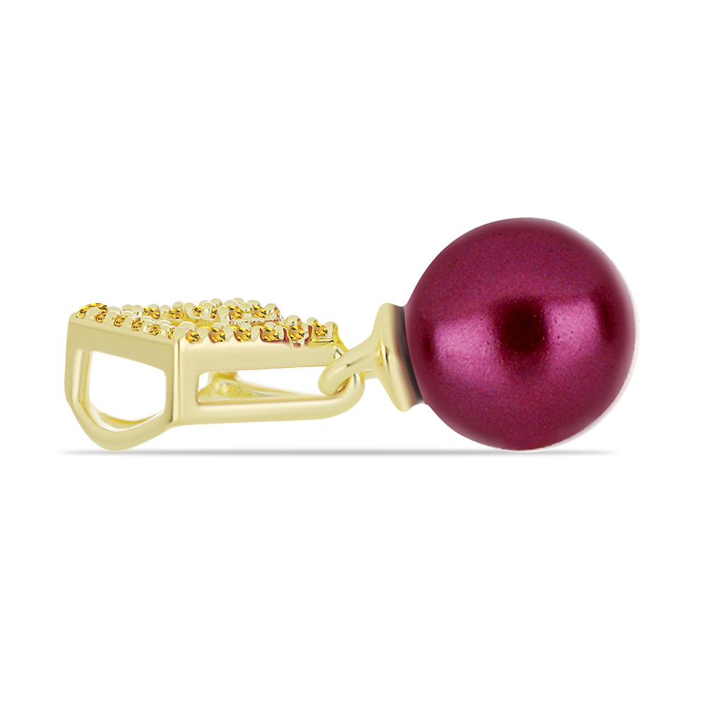 Pendente de Prata com Banho de Ouro com Pérola de Água Doce Roxo e Citrino de Ural 2 