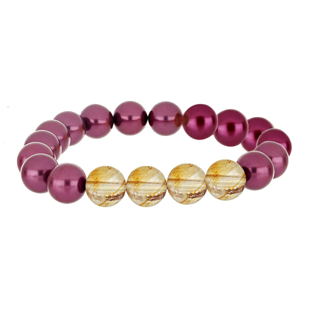 Pulseira com Pérola de Água Doce Roxo e Citrino de Ural 1 
