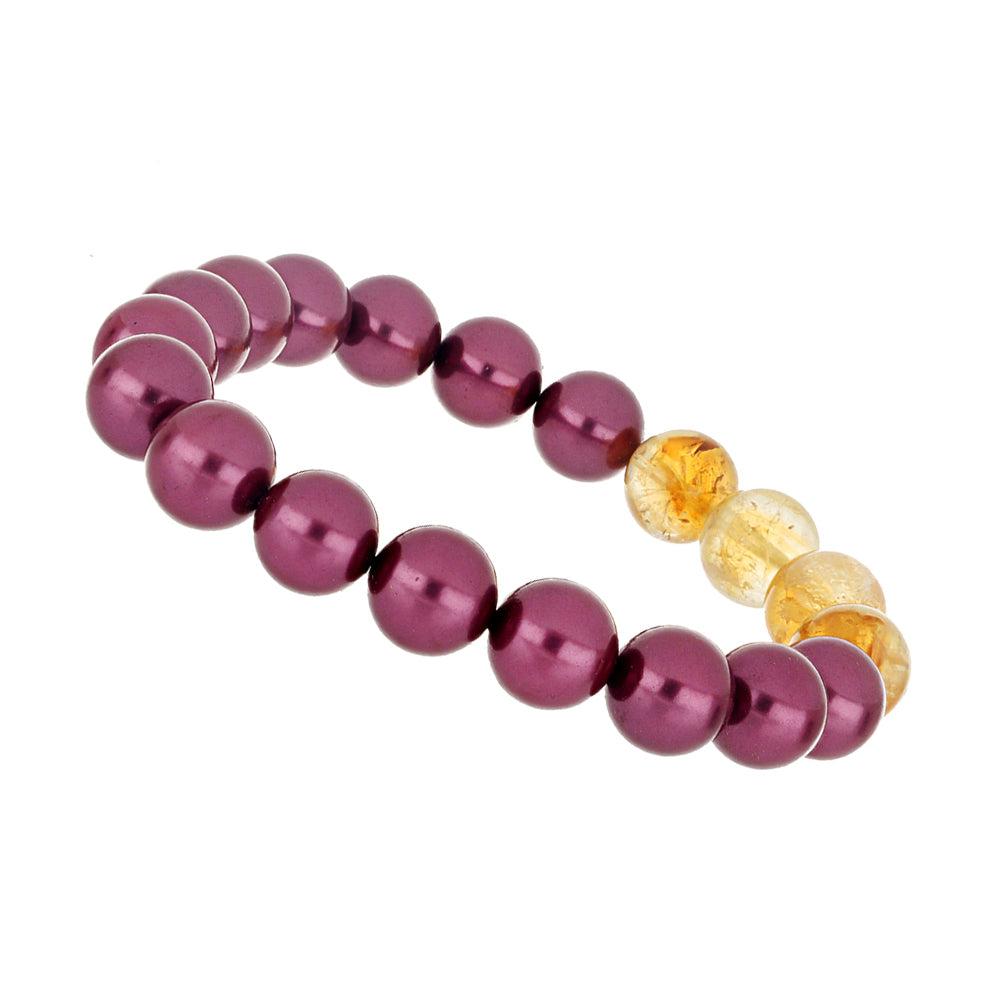 Pulseira com Pérola de Água Doce Roxo e Citrino de Ural 2 