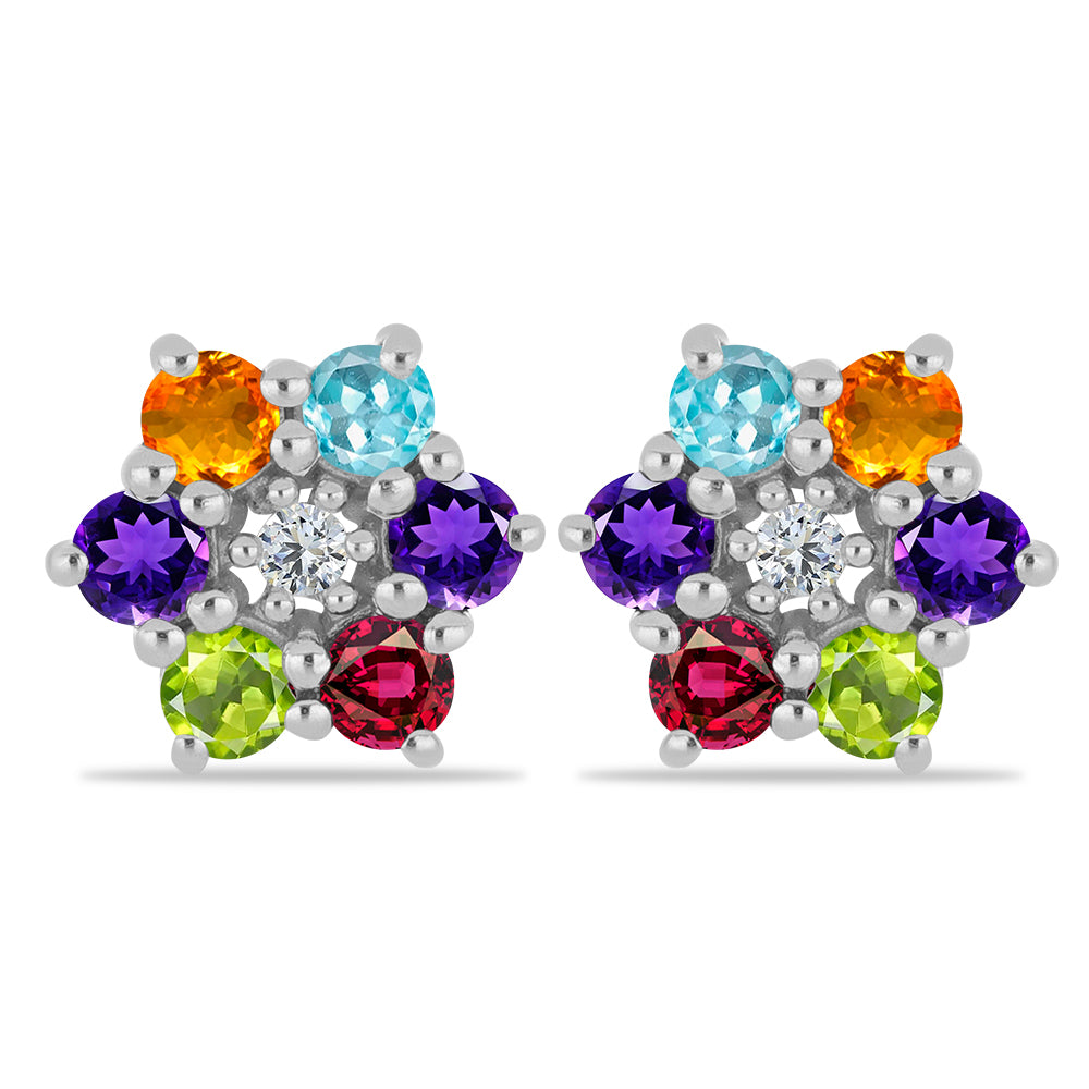 Brincos de Prata com Ametista de Marrocos e Peridoto de Changbai