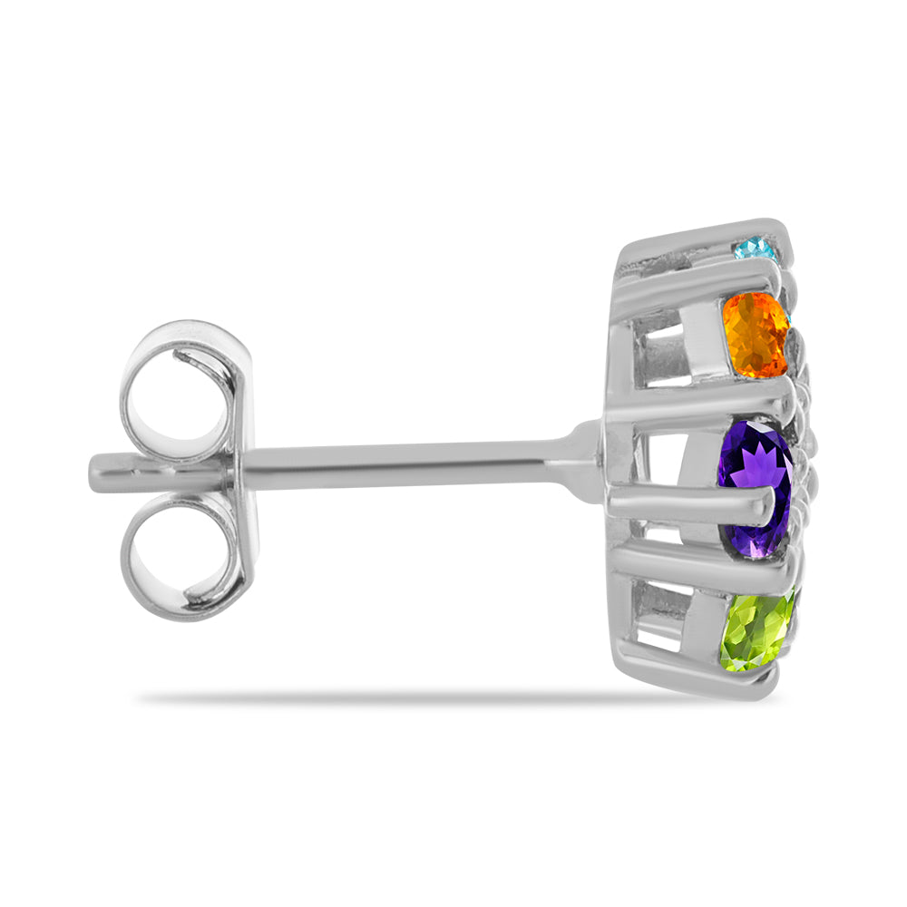 Brincos de Prata com Ametista de Marrocos e Peridoto de Changbai