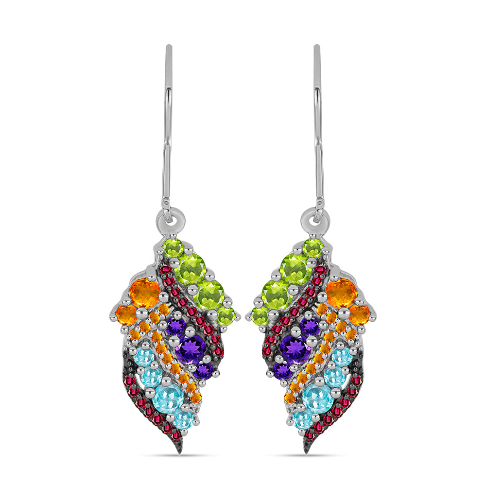 Brincos de Prata com Ametista de Marrocos e Peridoto de Changbai 1 