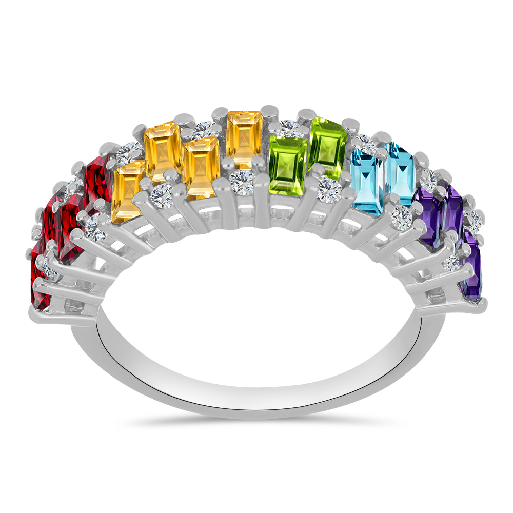 Anel de Prata com Ametista de Marrocos e Peridoto de Changbai  Contraste: Cabeca de Veado (800)