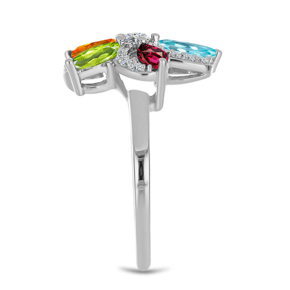 Anel de Prata com Ametista de Marrocos e Peridoto de Changbai 4 