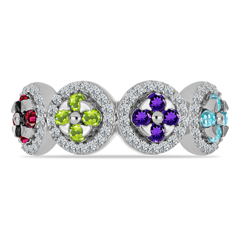 Anel de Prata com Ametista de Marrocos e Peridoto de Changbai  Contraste: Cabeca de Veado (800) 1 