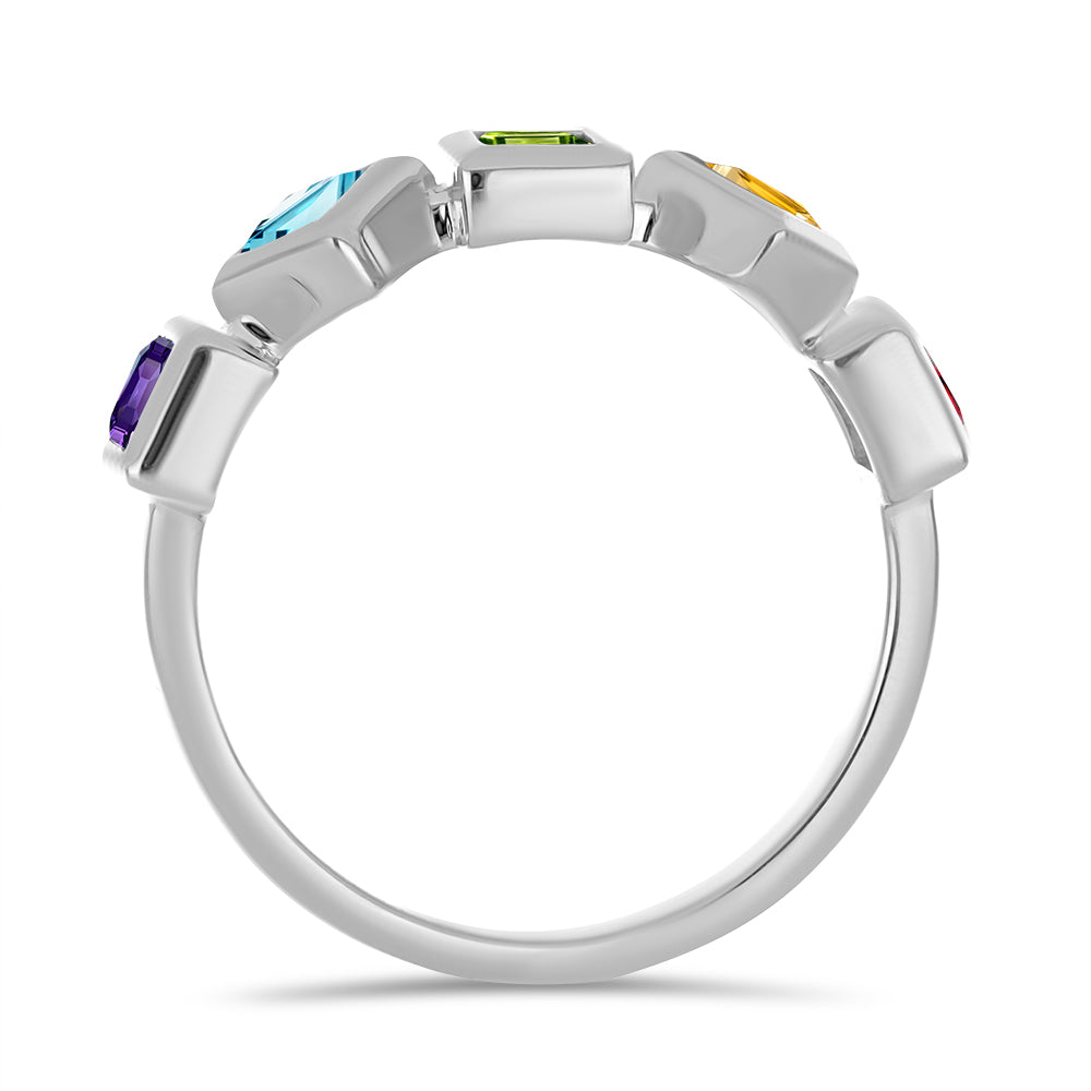 Anel de Prata com Ametista de Marrocos e Peridoto de Changbai