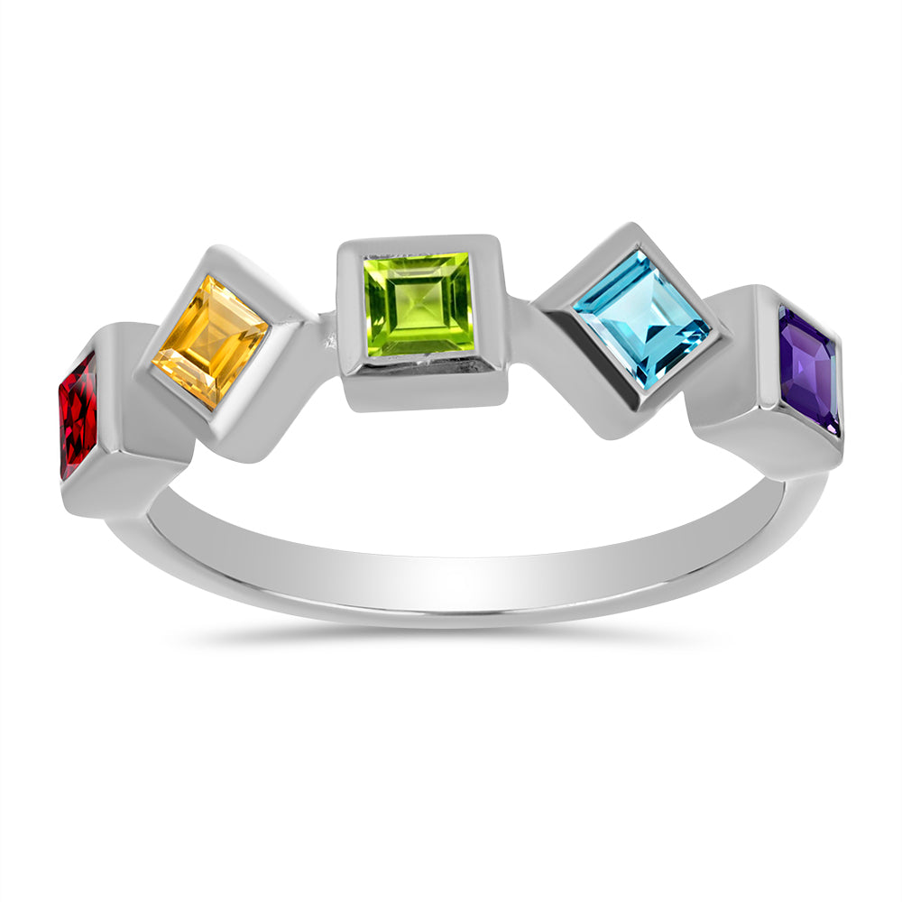 Anel de Prata com Ametista de Marrocos e Peridoto de Changbai 1 